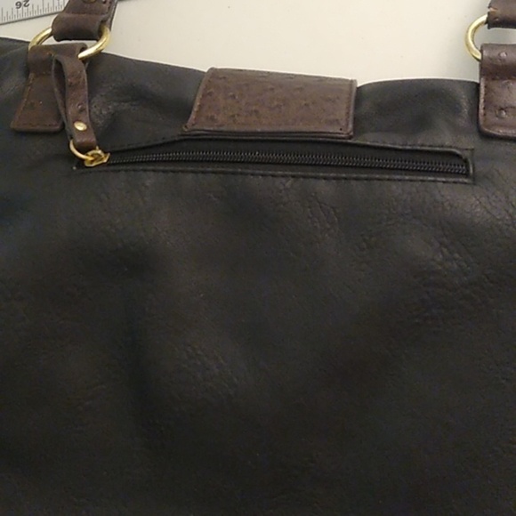 BLACK WITH BROWN & GOLD SHOULDER BAG, PURSE - Picture 5 of 6